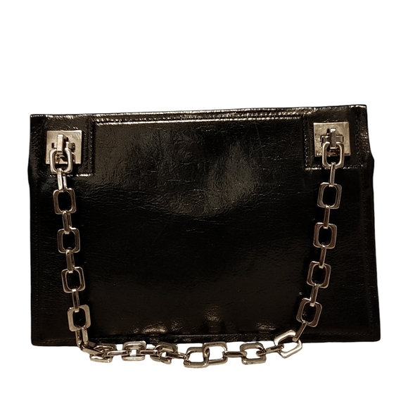 Vintage Bally Black Leather Silver Chain Shoulder Bag - Picture 12 of 13